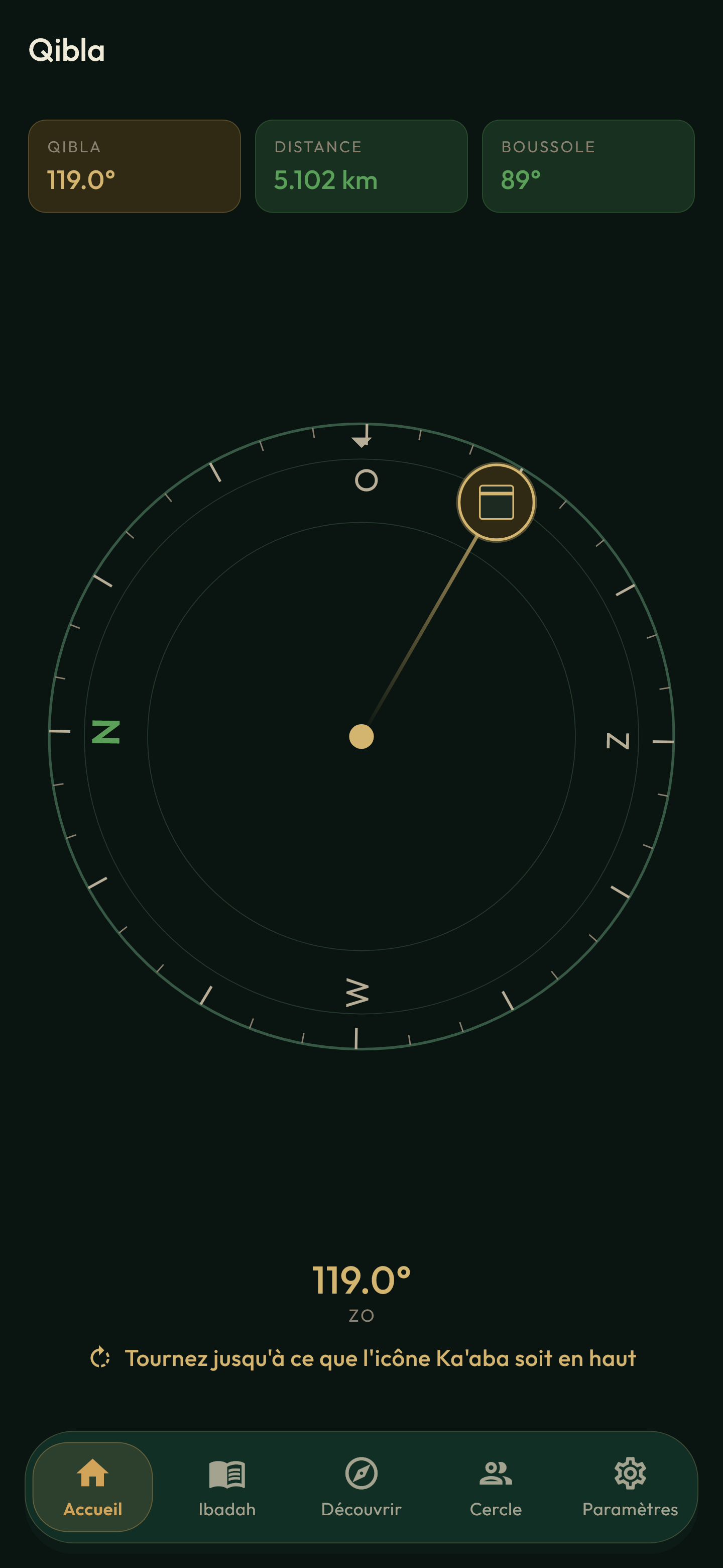 Qibla compass