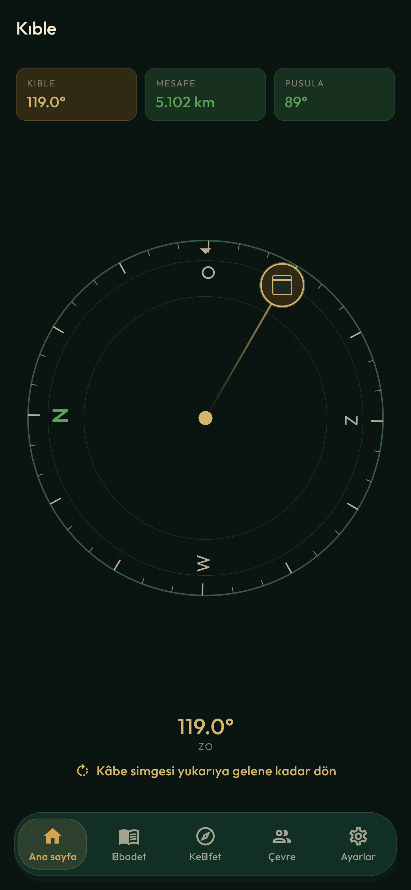 Qibla compass