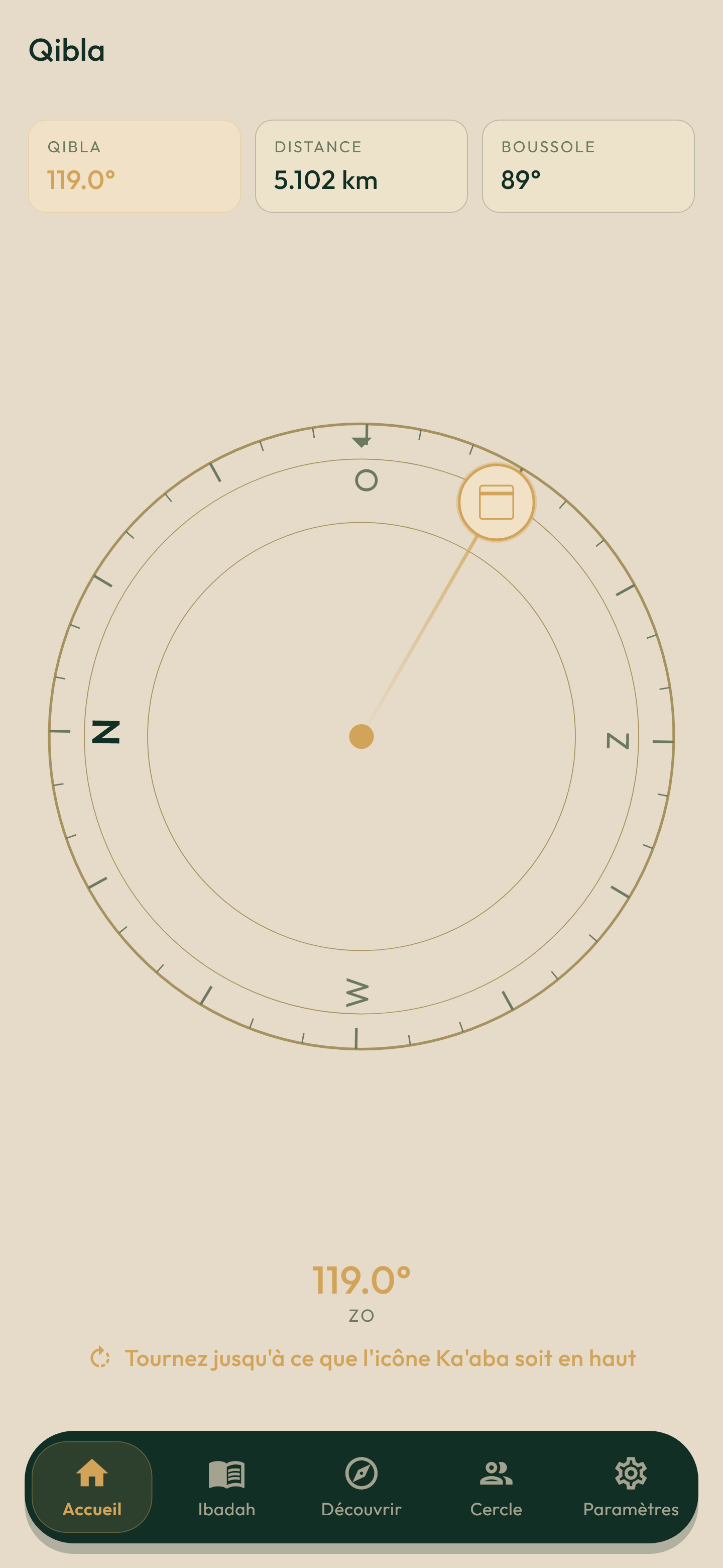 Qibla compass